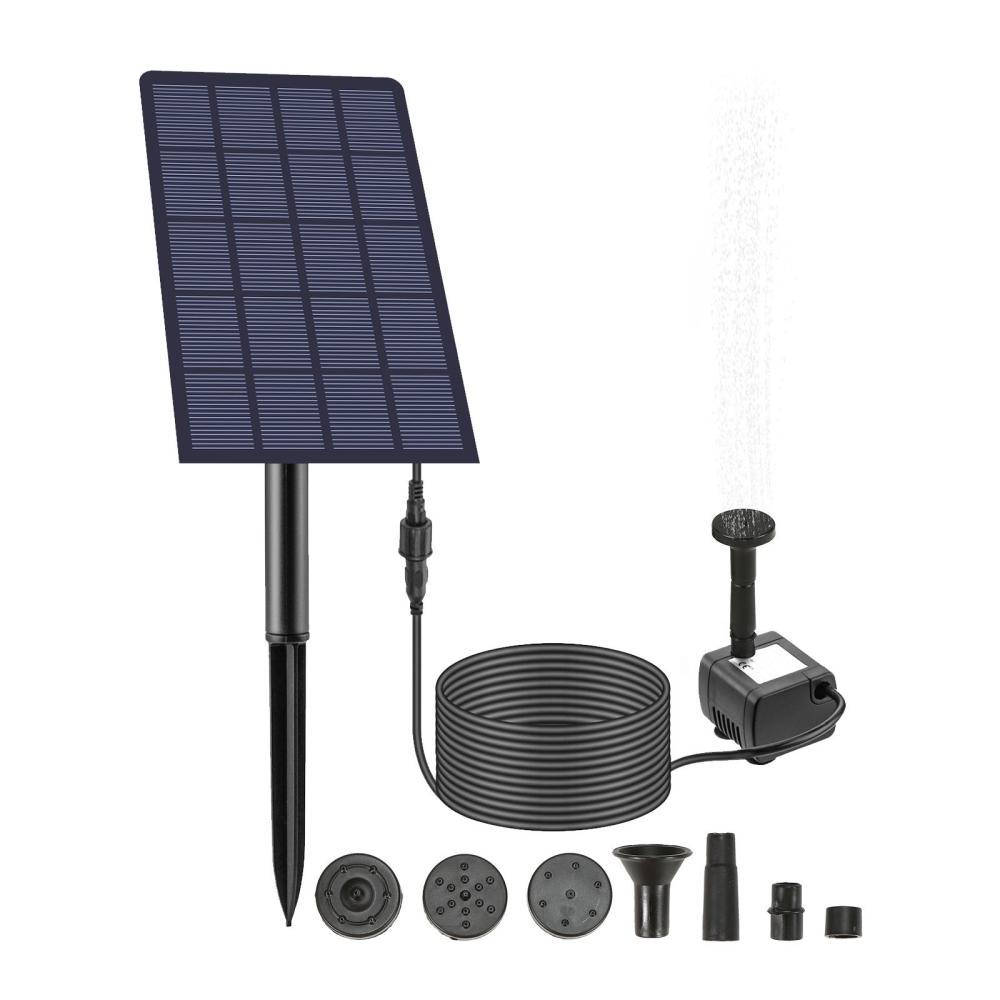 2.5W Solar Fountain Pump with with 4 Nozzles DIY Birdbath Submersible Water Pump Wall-mounted Plug-in Fountain Pump for Fish Tank Garden Pool Aquarium  |   Watering Deco & Irrigation Gardening Black