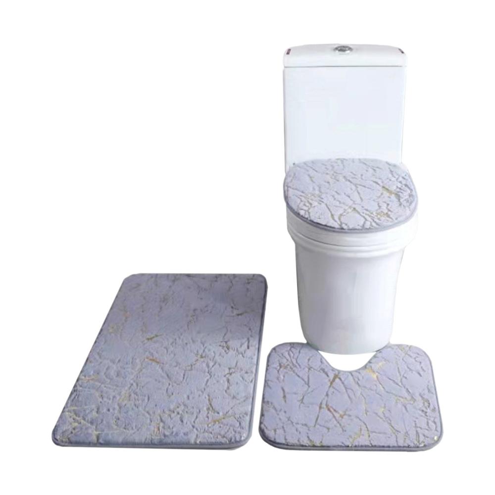 3PCS Bath Mat Toilet Lid Cover U-Shaped Rug Non Slip Soft Floor Rug Water Absorbent Marbling Door Mat Bathroom Rug Carpet Seat Cover Rug Set  |   Convenient Living Appliance Convenient Living Appliance Convenient Living Appliance