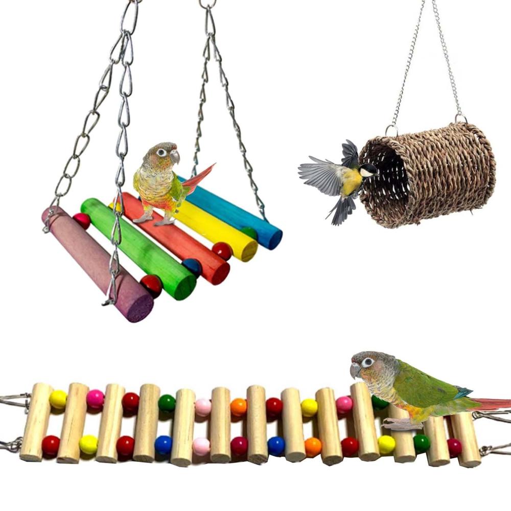 3pcs Bird Parrot Toys Bird Wooden Ladder Pet Bird Cage Swing Toy  |   Other Pet Supplies Other Pet Supplies Other Pet Supplies