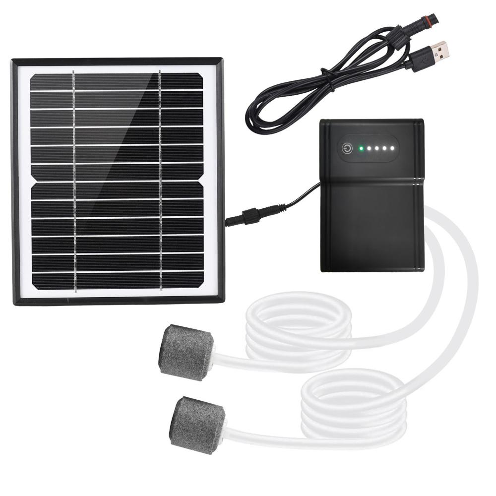 5W/6V Solar Powered Oxygen Air Pump Kit for Aquarium Fish Tank Oxygenator Oxygen Aerator Solar Air Pump 2 Working Modes with Solar Panel/ Oxygen Pipe/ 2 Air Bubble Stones  |   Watering Deco & Irrigation Gardening Watering Deco & Irrigation