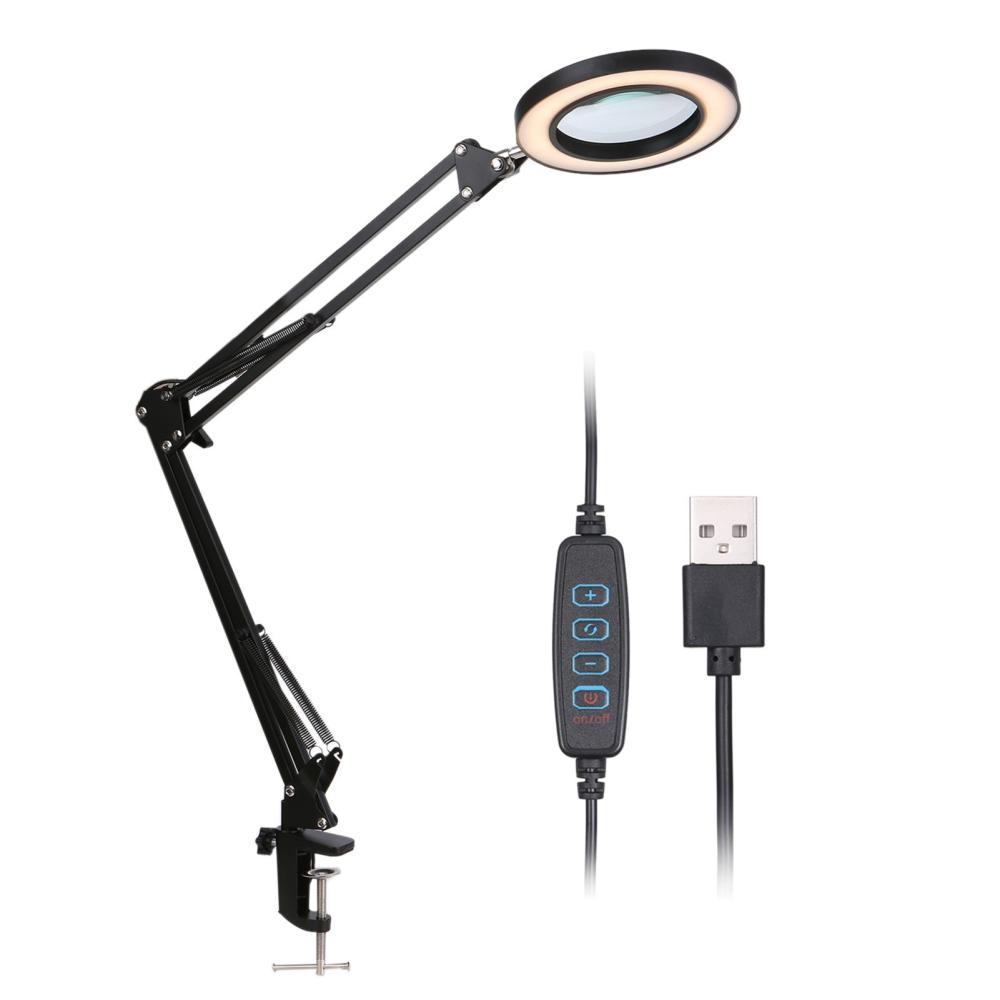 8X Magnifier with LEDs Clamp Clip Light 10 Levels Adjustable Brightness Dimmable 3 Colors Temperature Changing Desk Lamp  |   Indoor Lighting Indoor Lighting Black