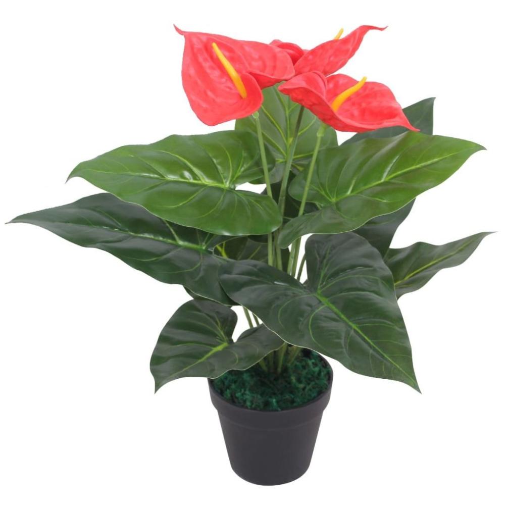 Artificial Anthurium Plant with Pot 45 cm Red and Yellow  |   Garden Tools Garden Tools Garden Tools