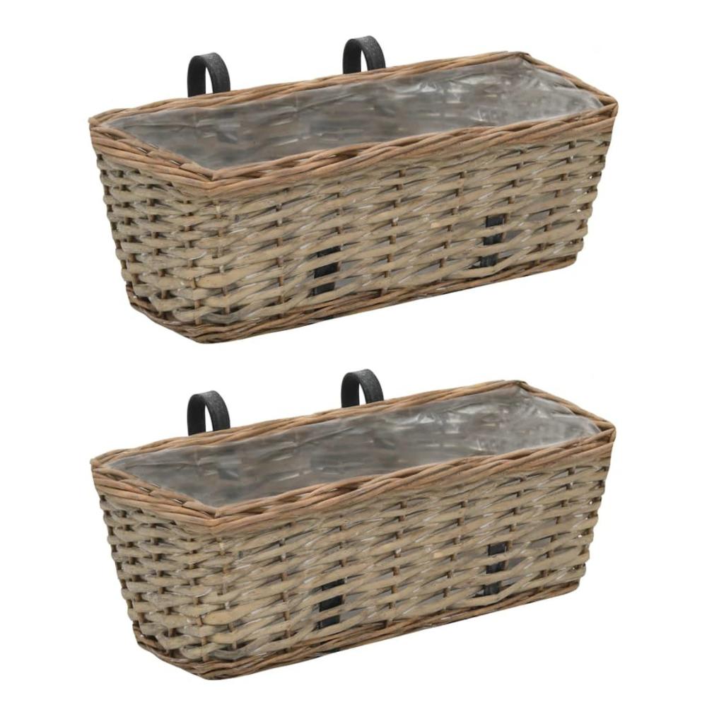 Balcony flower pots 2 pcs. Willow with PE lining 40 cm  |   Garden Tools Garden Tools Brown