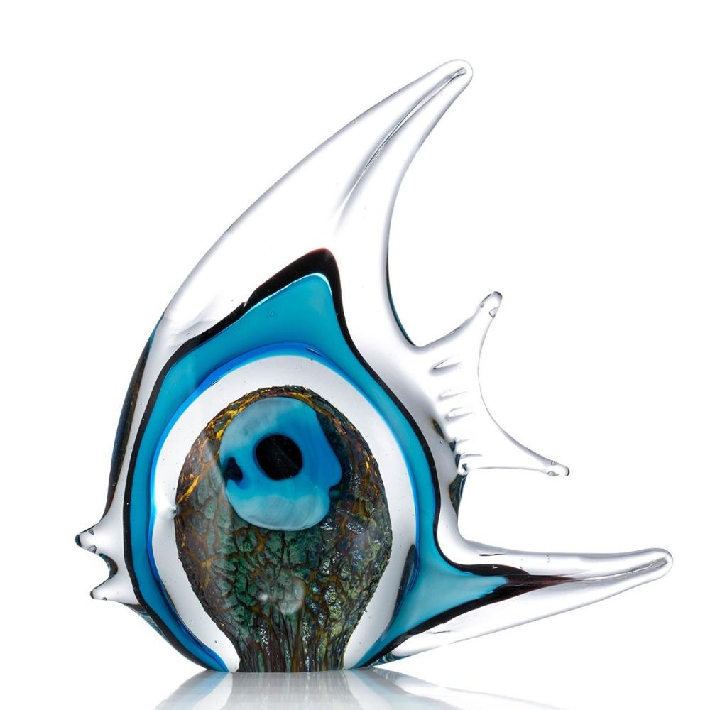 Blue Stripe Tropical Fish Tooarts Glass Sculpture Home Decoration Glass Fish  |   Glass Crafts Arts & Crafts Blue