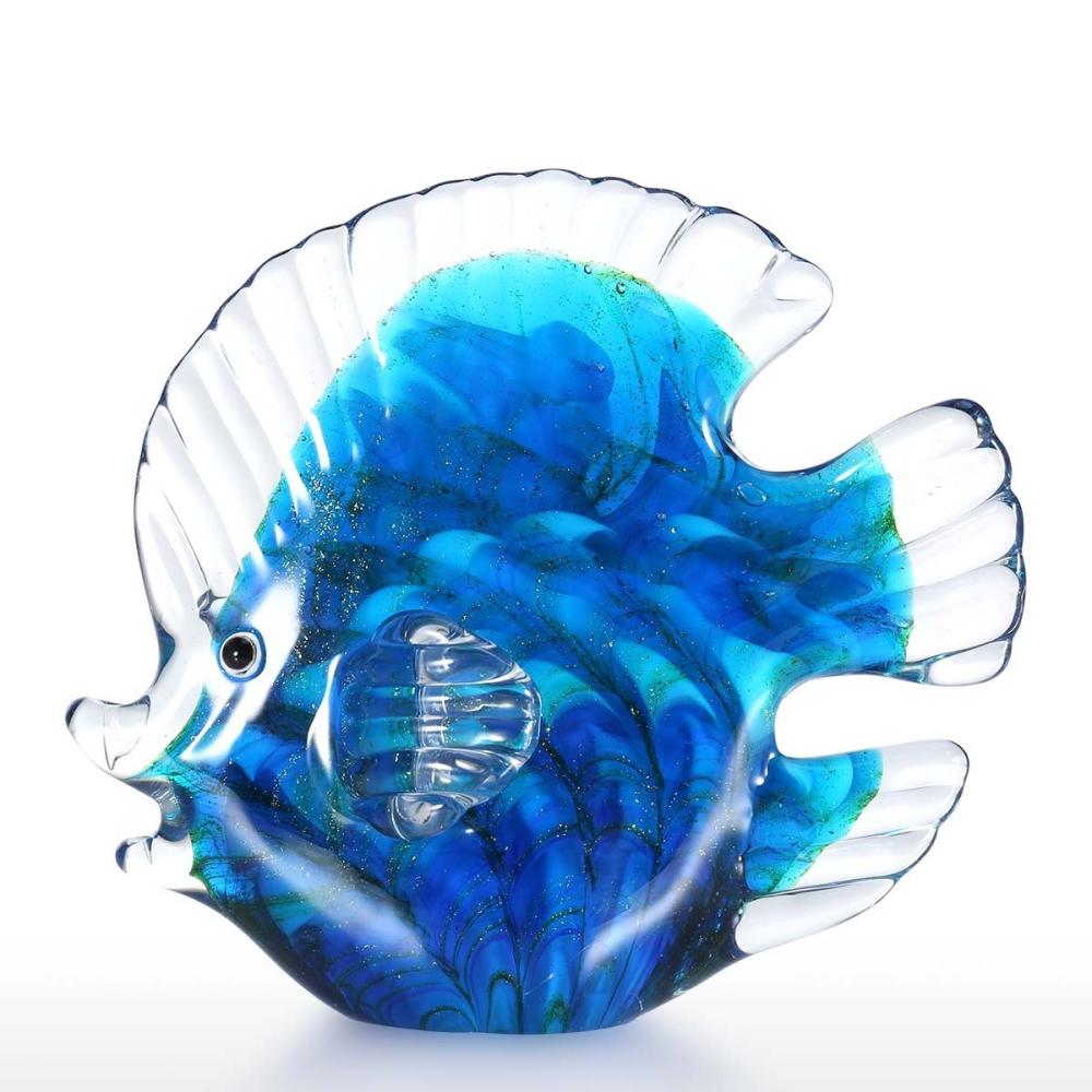 Blue Tropical Fish Glass Sculpture Home Decoration Glass Fish  |   Glass Crafts Arts & Crafts Blue