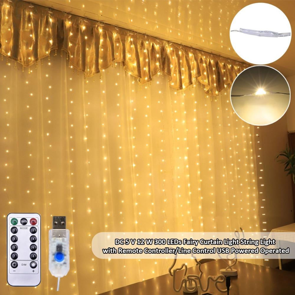 DC5V 12W 300 LEDs Fairy Curtain Light S-tring Light with Remote Controller/Line Control  |   Holiday Lighting Holiday Lighting Holiday Lighting