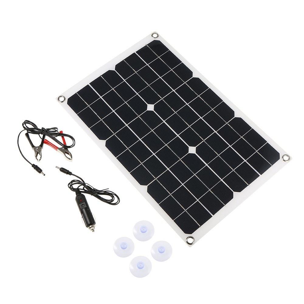 Dual Output Solar Power Energy Charging Panel With Car Charger  |   Outdoor Lighting Lights & Lighting Black/ White