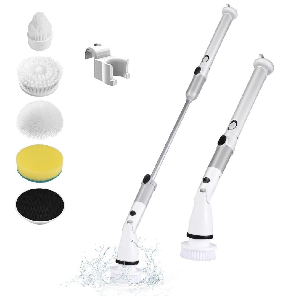 Electric Spin Scrubber Cordless Handheld Cleaning Brush with Adjustable Extension Handle 4 Brush Heads 4000mAH Battery for Kitchen Bathroom Wall Window Floor  |   Home Cleaning Supplies Home Cleaning Supplies Home Cleaning Supplies