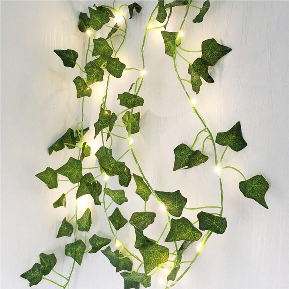 Green Leaf Rattan Artificial Ivy Garland Fake Leaf Plants Vine Garland String Light 2 Meters 20 LEDs USB Powered Wedding Party Christmas Holiday Patio Decoration  |   Wall Crafts Arts & Crafts Wall Crafts