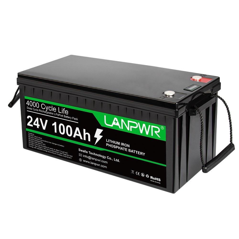 LANPWR 24V 100Ah Lifepo4 Lithium Battery Pack Backup Power for RVS, Camper, Solar System, Electric Boat, Trolling Motor, Off-Grid Applications  |   Garden Energy Equipment Garden Energy Equipment Black