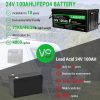 LANPWR 24V 100Ah Lifepo4 Lithium Battery Pack Backup Power for RVS, Camper, Solar System, Electric Boat, Trolling Motor, Off-Grid Applications  |   Garden Energy Equipment Garden Energy Equipment Black