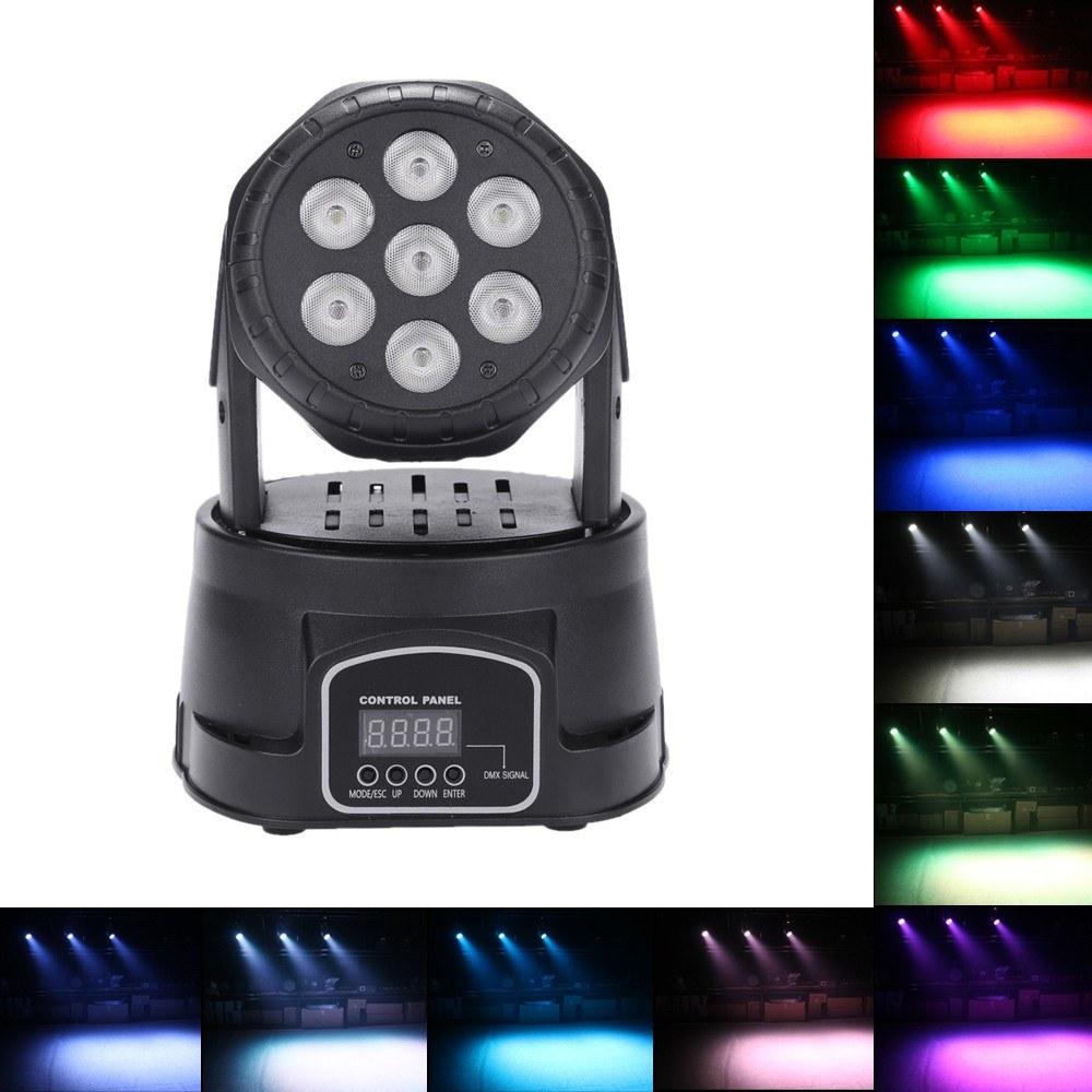 Lixada 7LEDs 105W RGBW 9/14 Channel DMX512 Mini Rotating Head Moving Stage Light Effect Lamp  |   Professional Lighting Lights & Lighting Black/ White