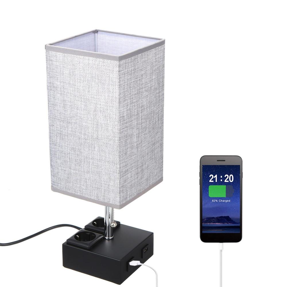 Lixada Pulling Switch Bedside Table Lamp(no bulb)  |   Indoor Lighting Indoor Lighting Black Base/ Gray Lampshade