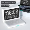 Multifunctional Digital Mirror Clock 15W Wireless Charging Alarm Clock with Large Dimmable Display Screen Snooze Function USB Output for Bedroom Living Room Office  |   Convenient Living Appliance Convenient Living Appliance Black/ White