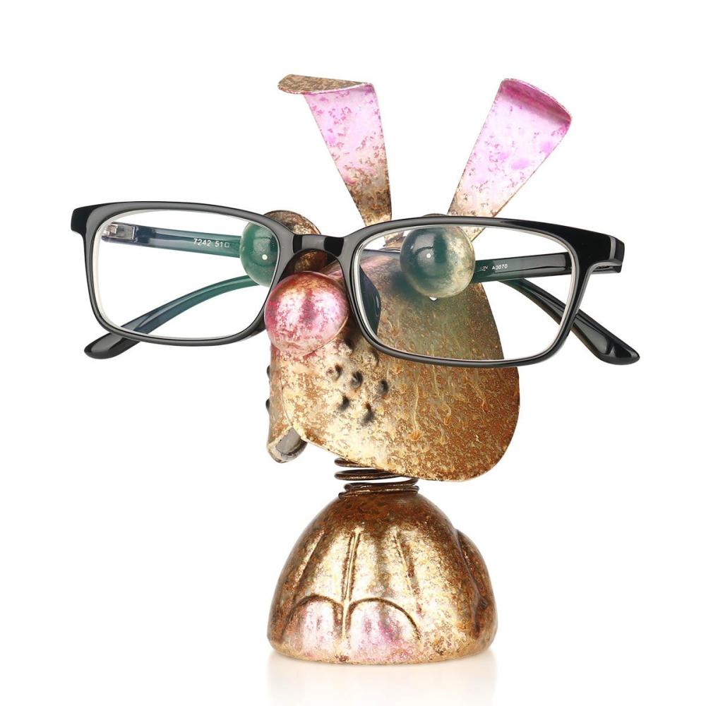 Rabbit Shaped Eyeglass Rack Glasses Eyewear Holder Animal Shaped Spectacle Display Stand  |   Metal Crafts Arts & Crafts Black And Yellow