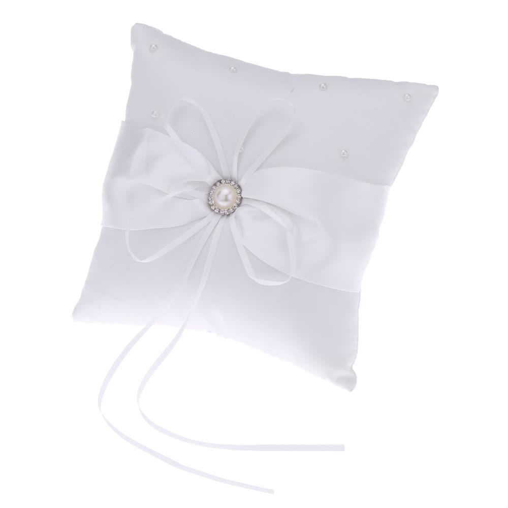 Romantic Soft Satin Bowknot with Bead Wedding Ring Pillow + Wedding Satin Bowknot with Bead Flower Basket  |   Wedding Supplies Party Supplies Beige