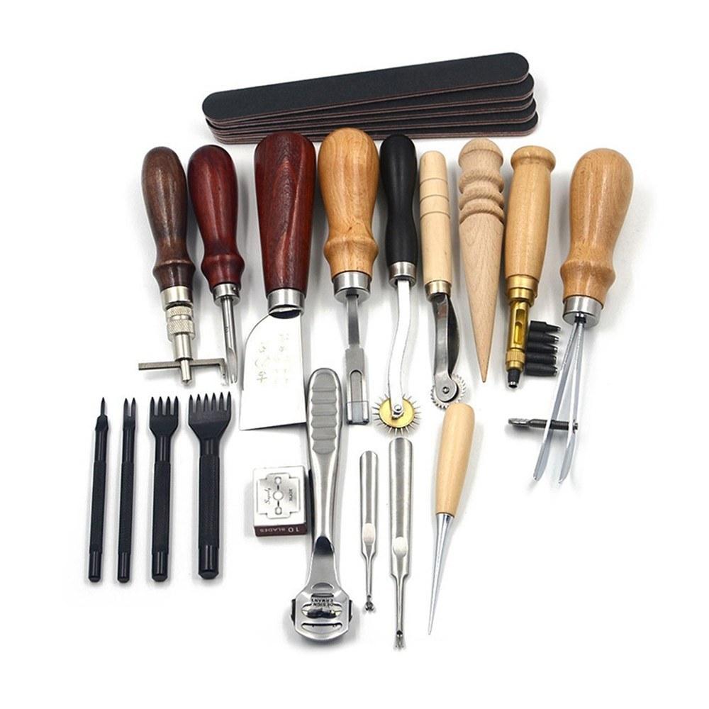 Sewing Craft & Leather Tools Set 18 Pcs Leather Craft DIY Tool for Hand Sewing Stitching,Stamping Set and Saddle Making,Stitching Carving Working  |   Convenient Living Appliance Convenient Living Appliance Convenient Living Appliance