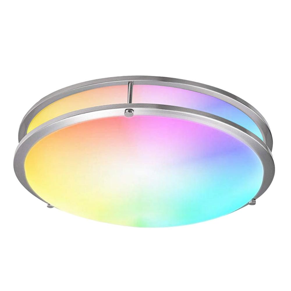 Smart Ceiling Light 12-inch 15W Flush Mount Wi-Fi Ceiling Lamp  |   Indoor Lighting Indoor Lighting Brushed Nickel