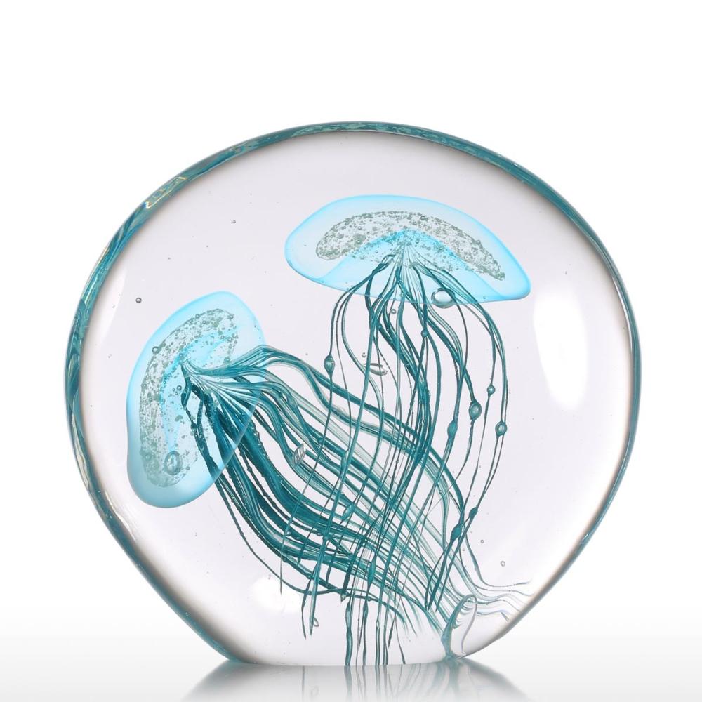 Tooarts Blue Jellyfish Gift Glass Ornament Handblown Home Decor  |   Glass Crafts Arts & Crafts Blue