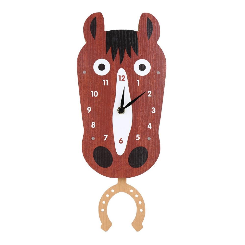 Tooarts Cartoon Animal Clock, Swinging Horse Head Clock, MDF Wooden Wall Clock  |   Wall Crafts Arts & Crafts Wall Crafts