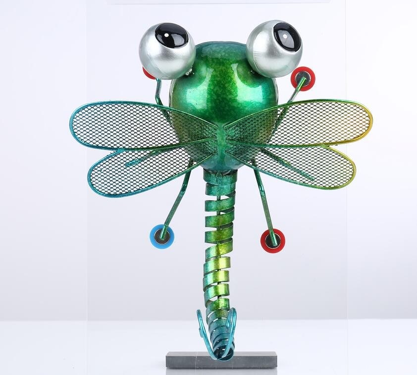 Tooarts Dragonfly Wall Decoration Iron Cartoon Dragonfly Tabletop Decoration Garden or Children’s Room Decor Natural Style Green  |   Metal Crafts Arts & Crafts Green