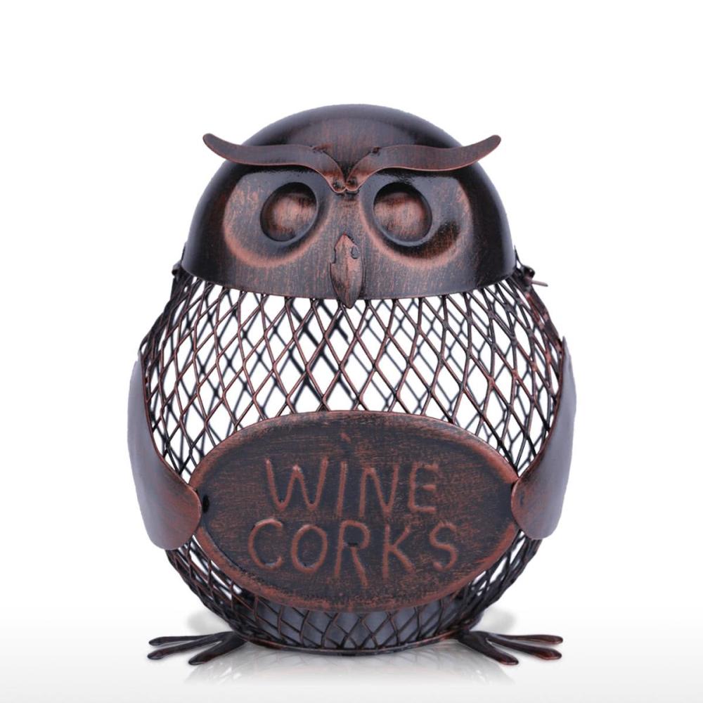 Tooarts Owl mesh winebottle holder Owl Bottle cork container  |   Metal Crafts Arts & Crafts Dark Red