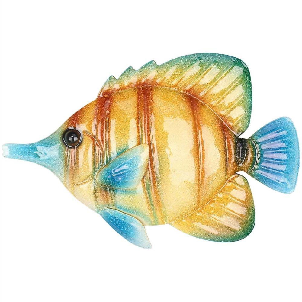 Tropical Fish Wall Hanging 1 Iron Wall Decor Creative Ornament Craft 10.2″ Wall Art Wall Hanging Marine Life Yellow  |   Resin Crafts Arts & Crafts Blue