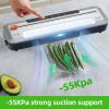 Vacuum Sealer Machine 55KPa Suction Power Automatic Vacuum Air Food Sealer with External Cutter 10pcs Seal Bags Dry Moist Seal Vacuum Modes for All Saving Needs  |   Convenient Living Appliance Convenient Living Appliance Black/ Silver