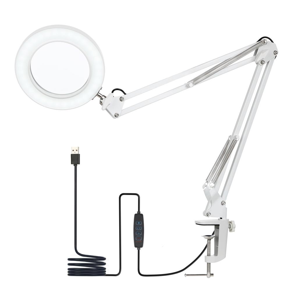 Tomshine Flexible Clamp-on Table Lamp with 8x Magnifier Swing Arm Dimmable LEDs Desk Light 3 Color Modes & 10 Brightness Levels Reading Working Studying Light  |   Indoor Lighting Indoor Lighting Indoor Lighting