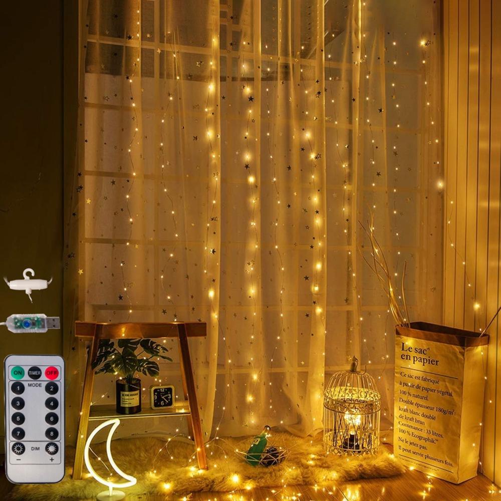 Curtain Lights 9.8X9.8Ft 300 LEDs USB-Powered Fairy Lights with Remote Control  |   Holiday Lighting Holiday Lighting Holiday Lighting