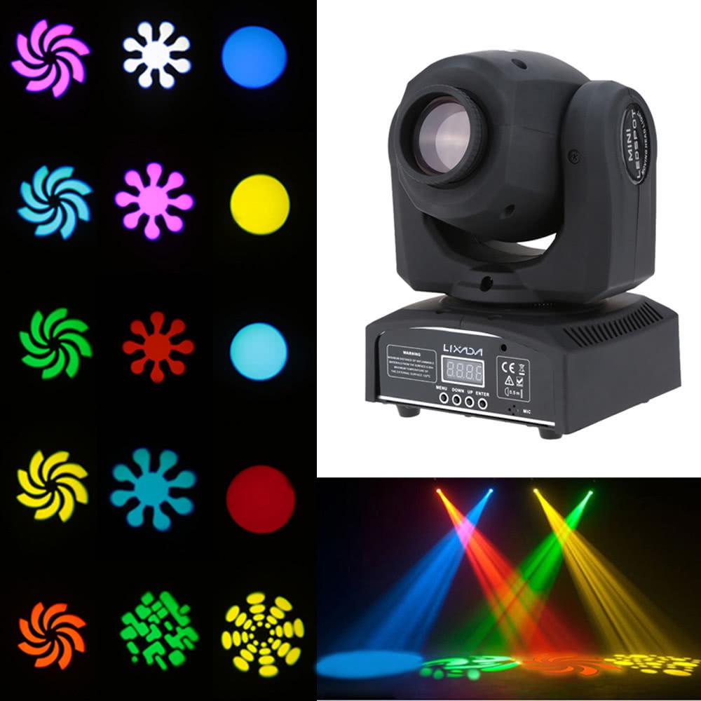 Lixada 8 Gobos RGBW DMX-512 Mini Moving Head LED Stage Light  |   Professional Lighting Lights & Lighting Blue/Pink/Red/Pale Blue/Yellow/Green/Orange+White